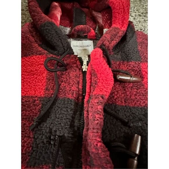 NWT Sabrina Lauren Heavy buffalo plaid, plush jacket ￼with pockets double closur - Picture 5 of 13